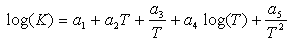 equation for temperature dependence of K