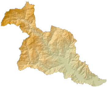 shaded relief map of Scoggins Creek drainage